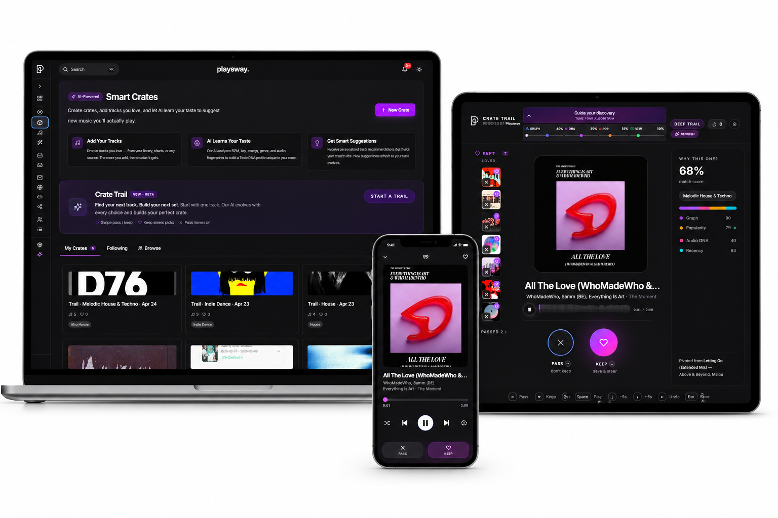 Playsway music discovery — Smart Crates and Crate Trail